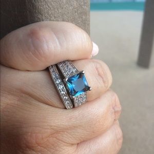 Blue Tourmaline silver ring size 7