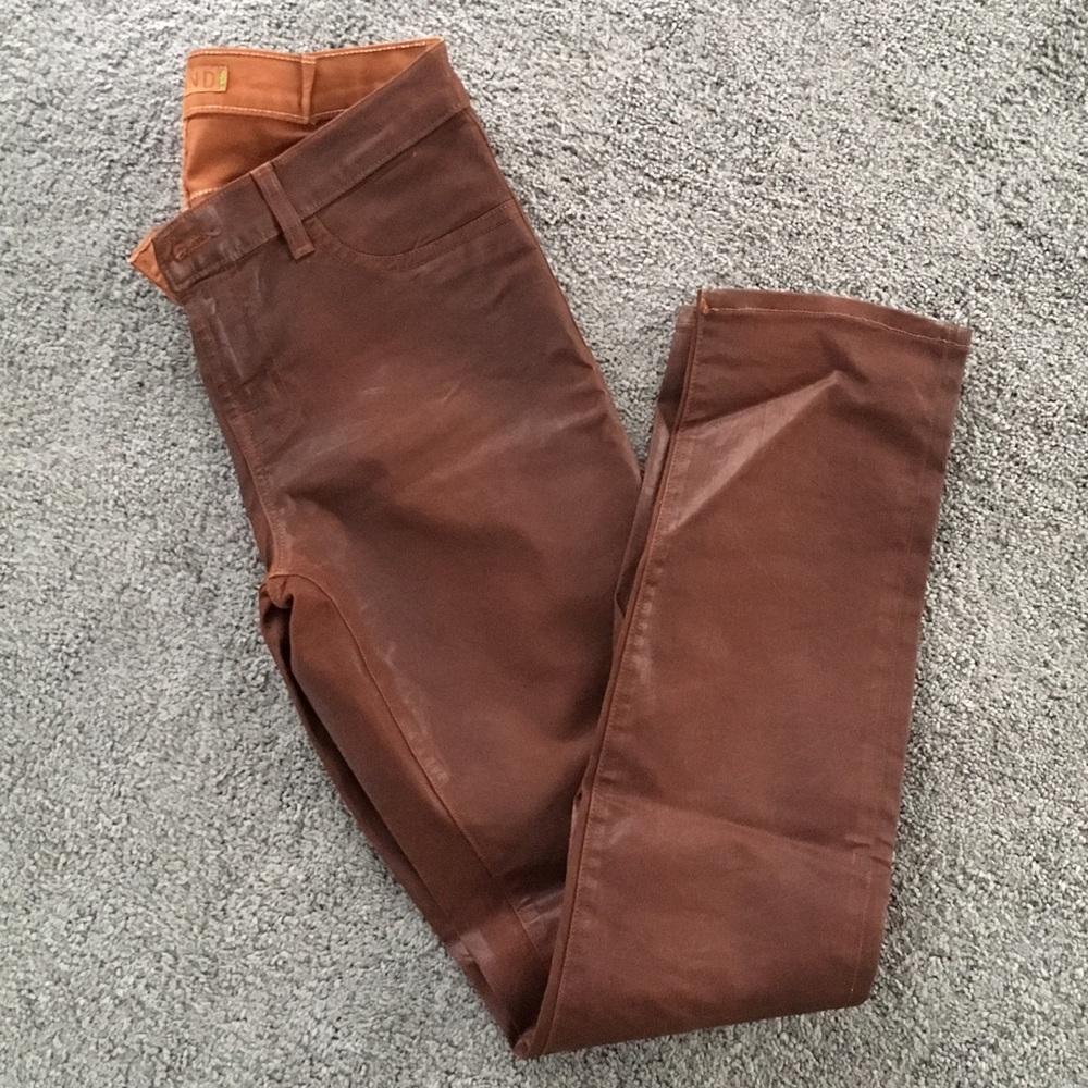 J Brand coated brown jeans