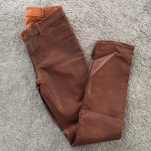 J Brand coated brown jeans