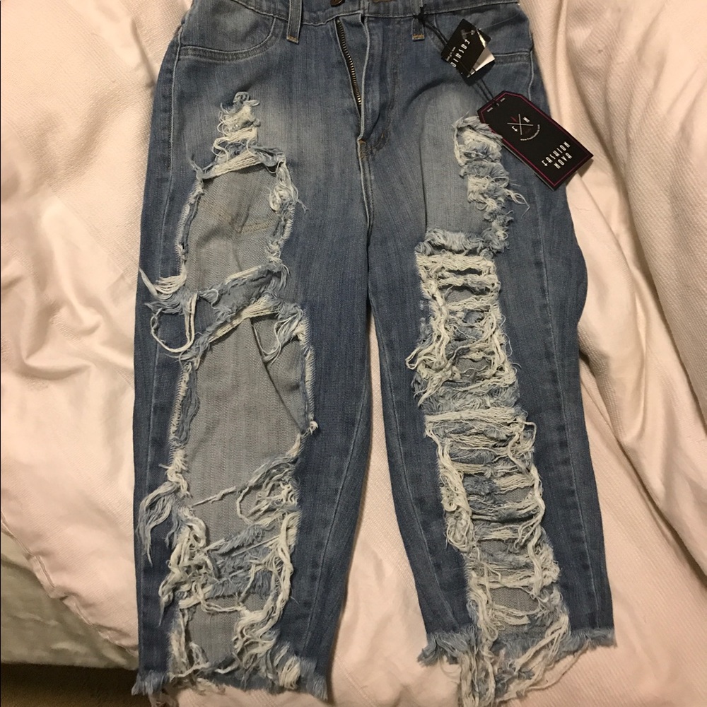 Fashion nova ripped / distressed jean shorts