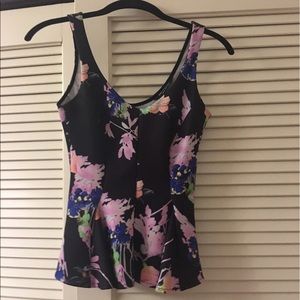 Flower Patterned Peplum Top