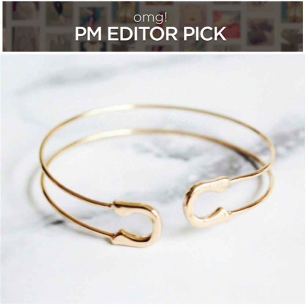 Jewelry | Gold delicate safety pin bracelet cuff