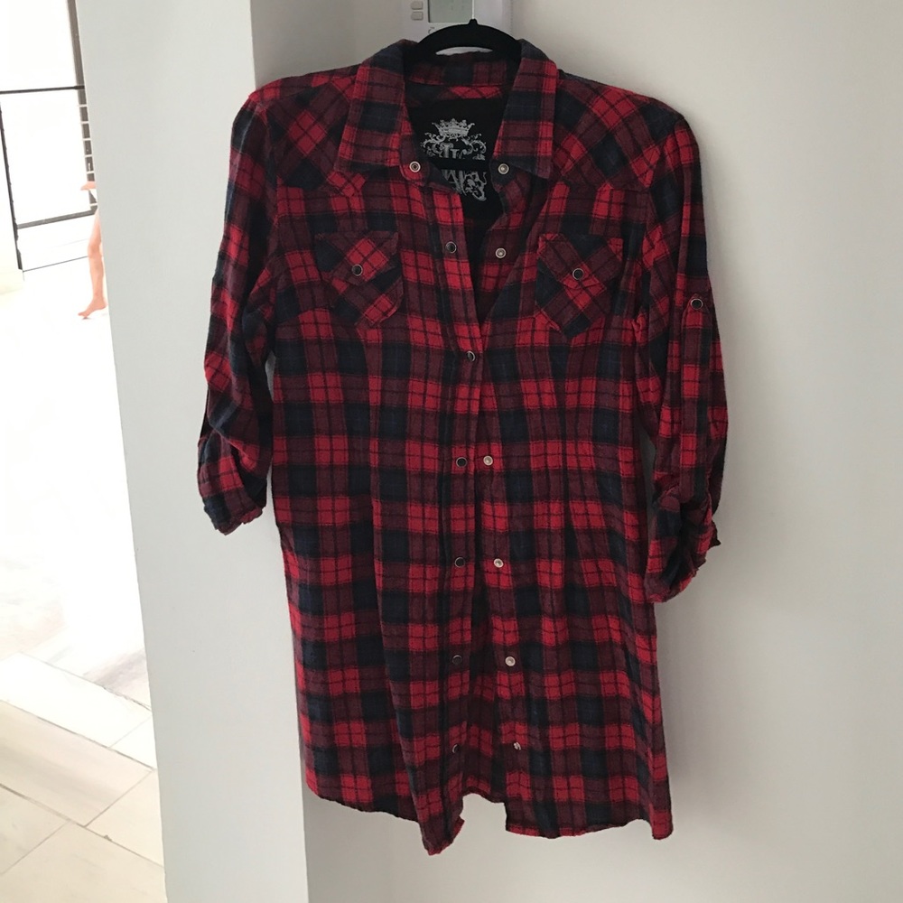 JAK Plaid Shirt Dress Size Small