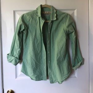 KJP green scallop collared button down