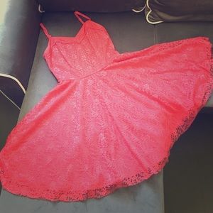 Coral Delia's Allover Lace Skater Dress