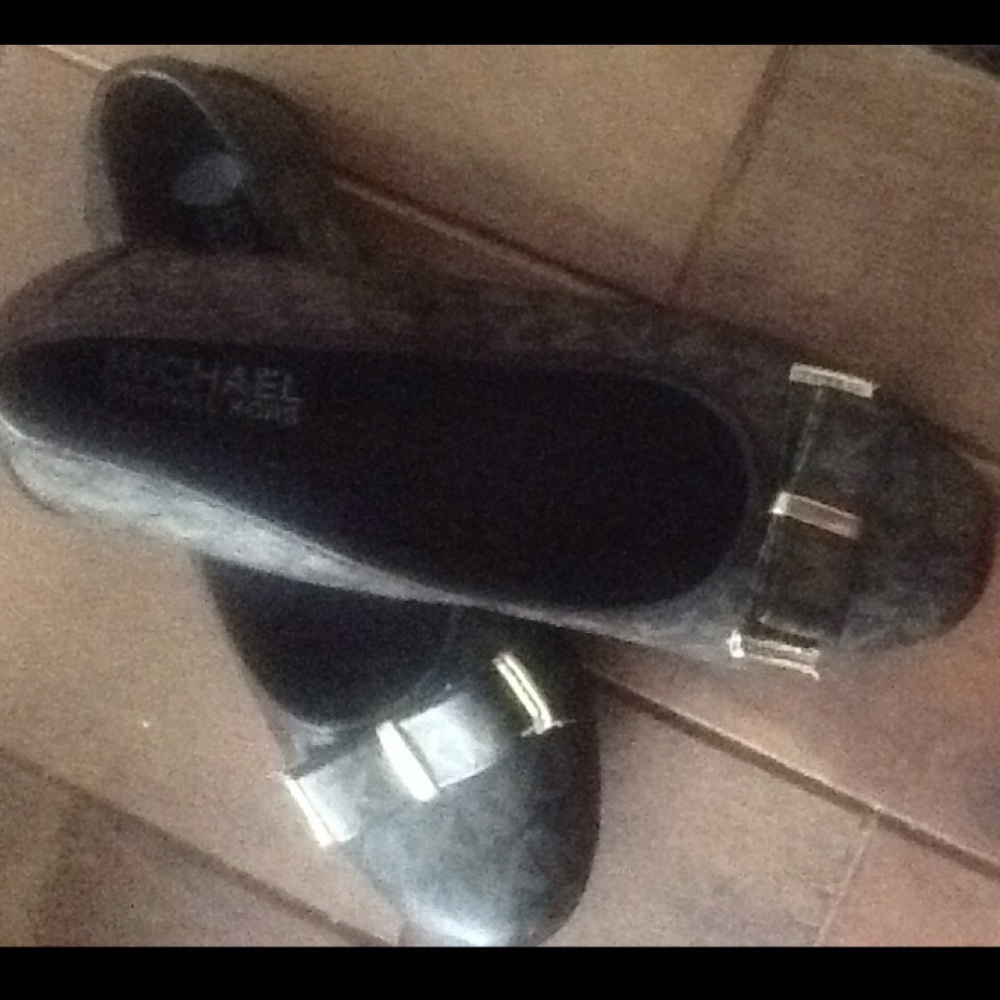 Michael Kors Signature brown and gold flats.