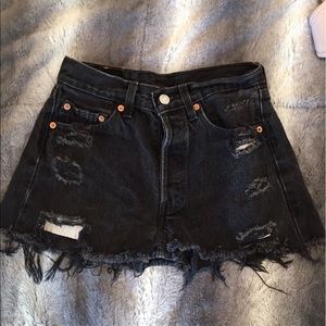 High waisted distressed shorts.