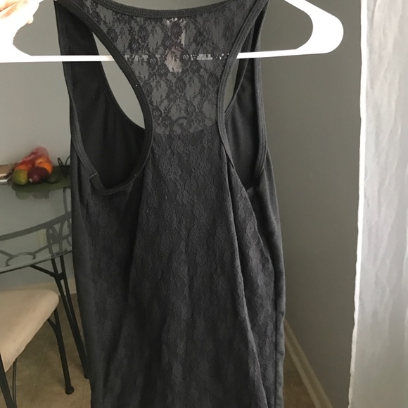 Stretchy black tank top with lace back DONATED - Picture 2 of 2