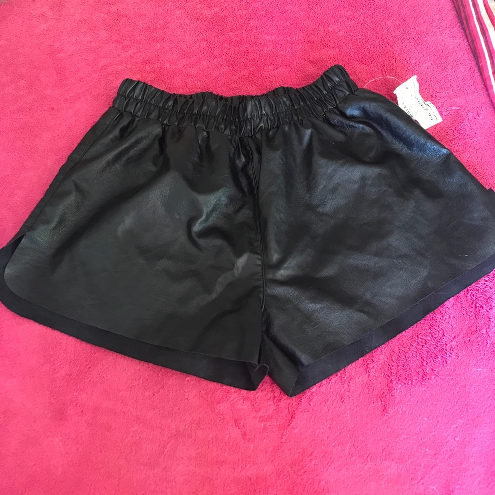 Black Faux Leather Shorts