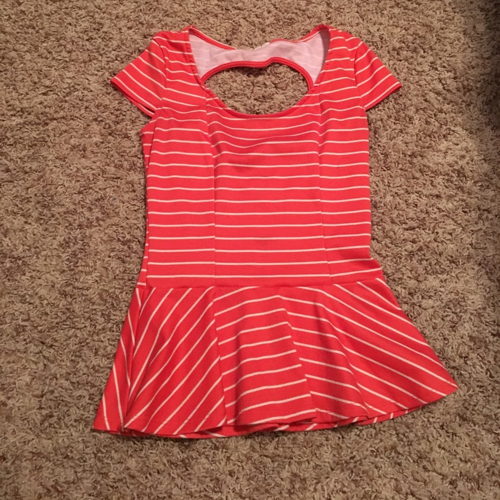 orange and white stripped top