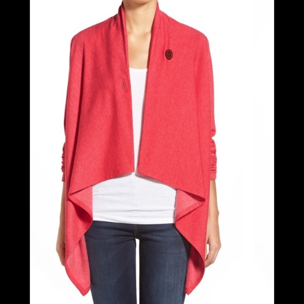 Bobeau one button wrap sweater