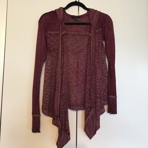 Maroon hooded cardigan