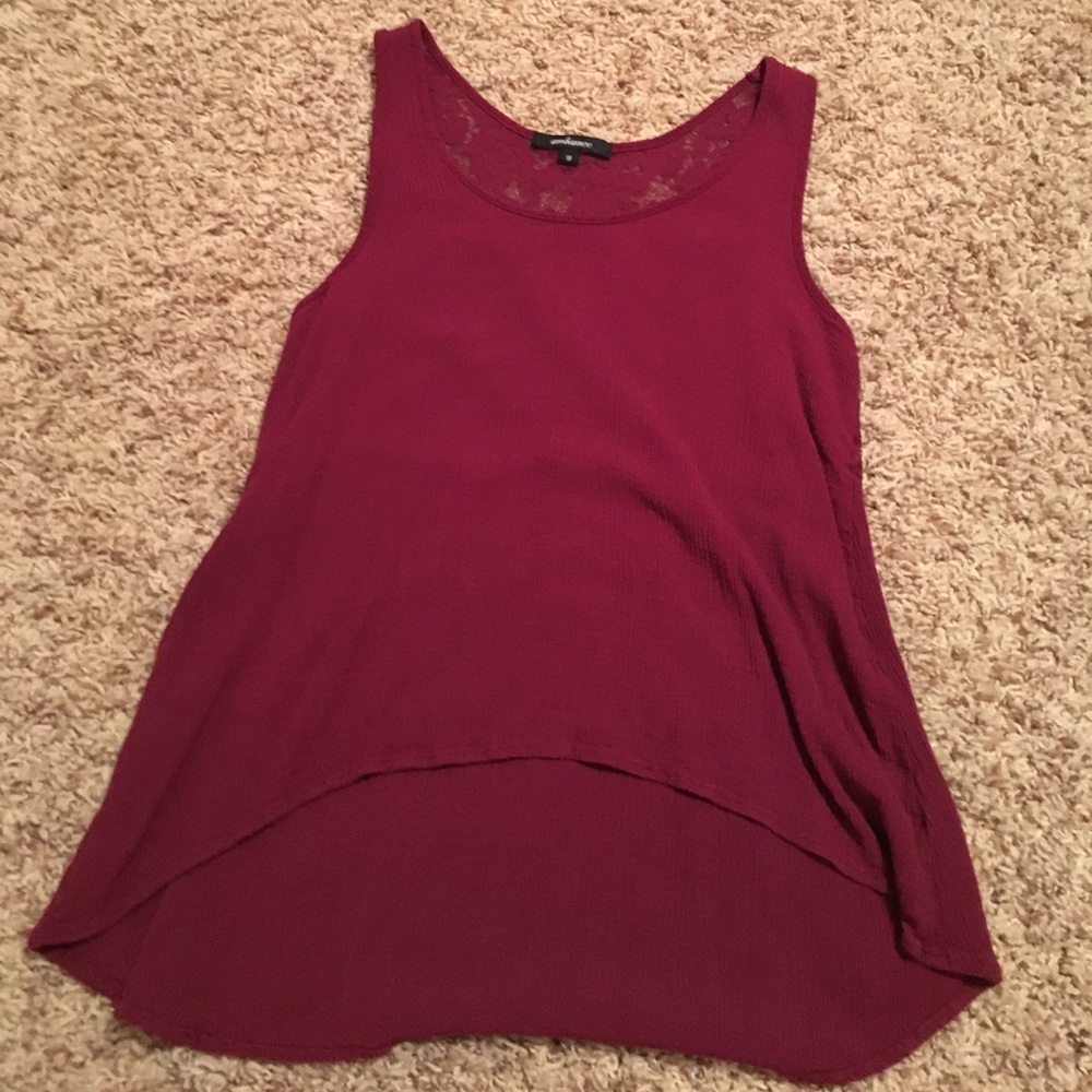 high low tank top with lace back