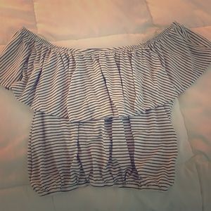 NEVER WORN striped off shoulder crop top