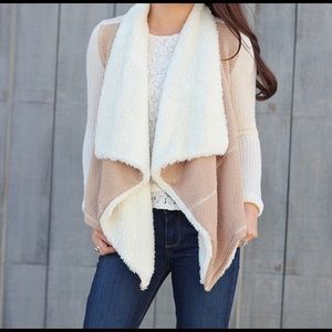 ANTHROPOLOGIE SHERPA-LINED WATERFALL CARDIGAN