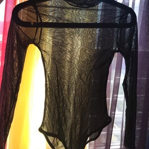 Turtle Neck Sheer Bodysuit for sale‼️