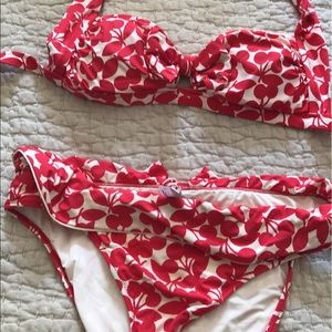 Nanette Lepore red and white cherry swimsuit