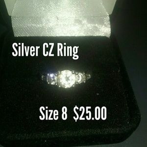 Sterling Silver Diamond gemstone ring