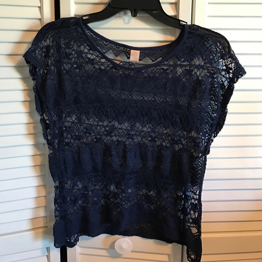 Navy blue lace top