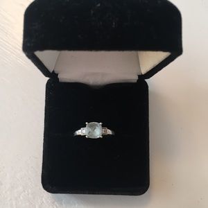 Aquamarine and diamond ring size 6