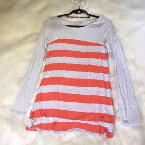 Bordeaux Grey and Coral Striped Tee