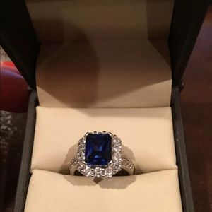 Sapphire ring size 6 Sterling silver