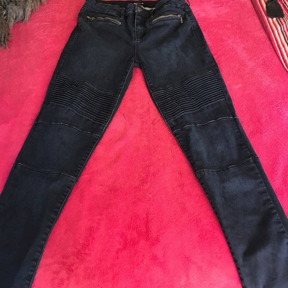Dark blue biker denim jeans for sale‼️