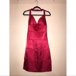 Satin cranberry Calvin Klein halter dress