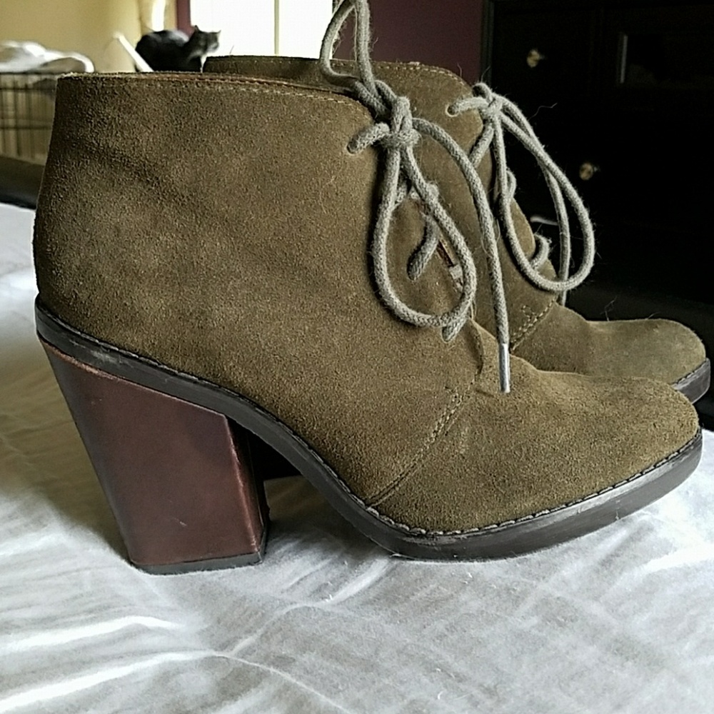 Olive Suede Booties