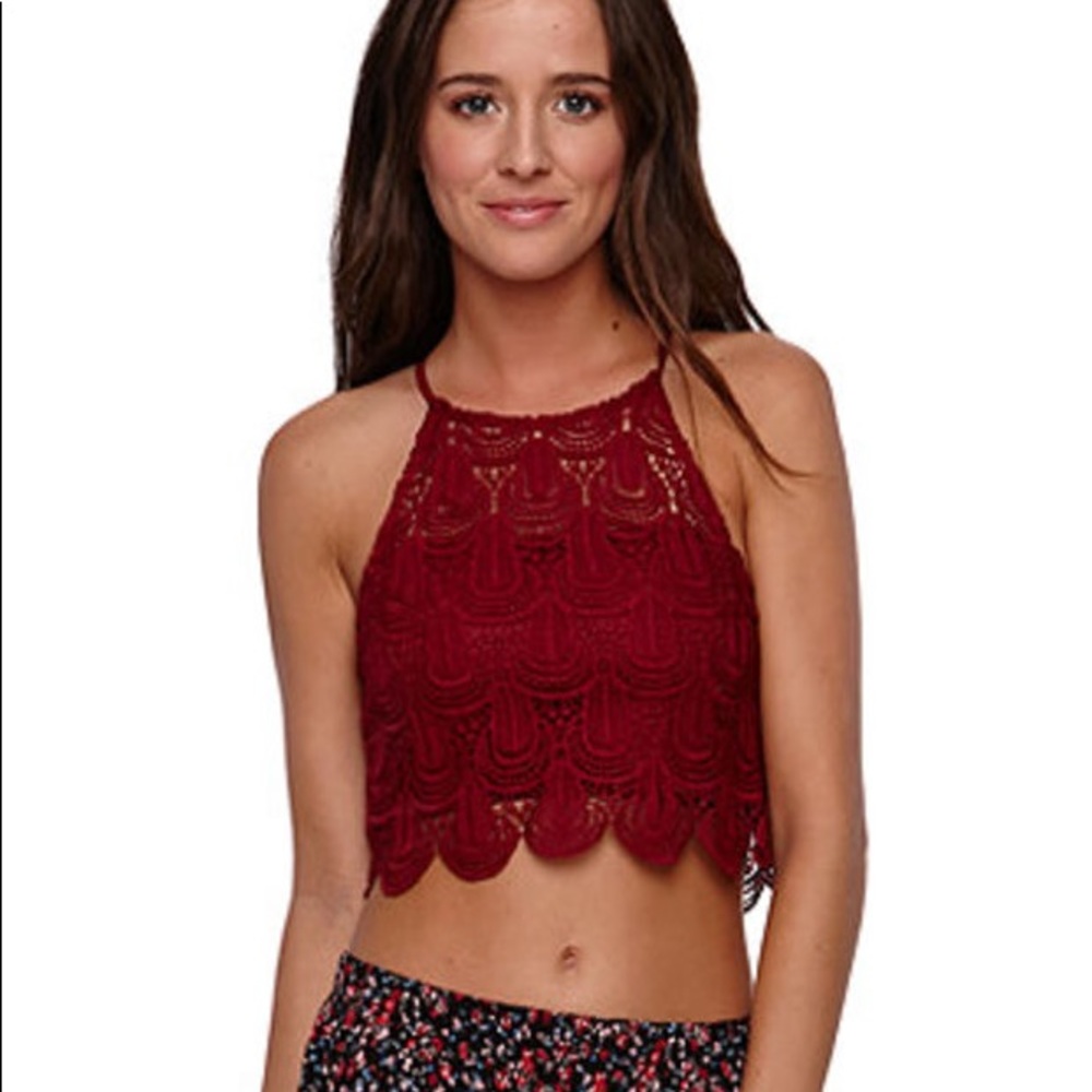 Maroon crochet crop top