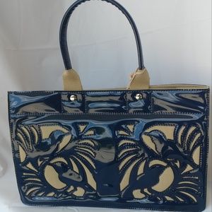 NOAH East West Shopper Navy Khaki Lovebirds Vegan