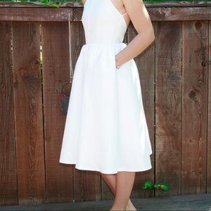 Lulu's Midi white party dress with pockets