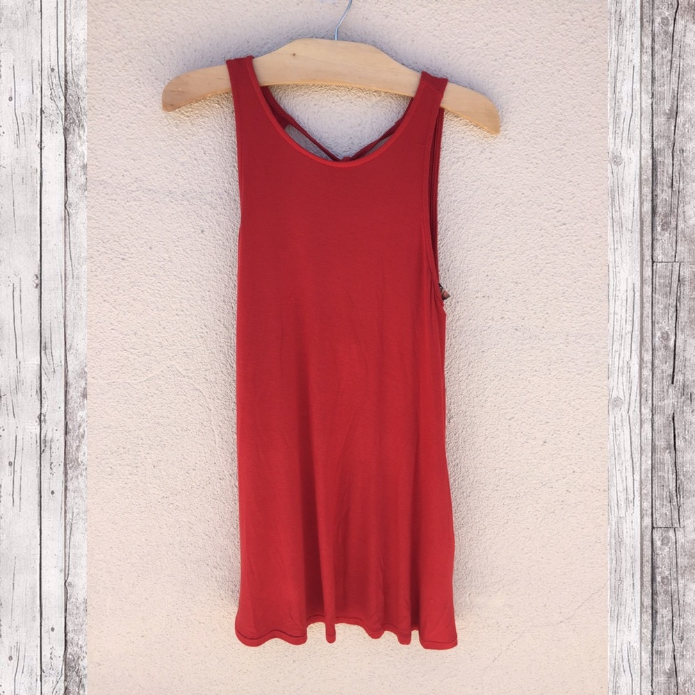 Rust open back Tank dress with pockets!