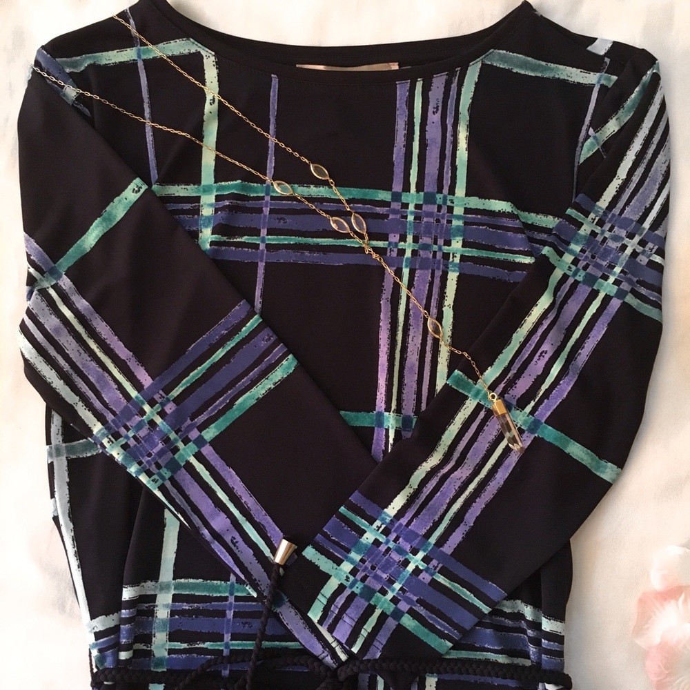 Forever 21 Navy Blue Checkered Dress Size Small
