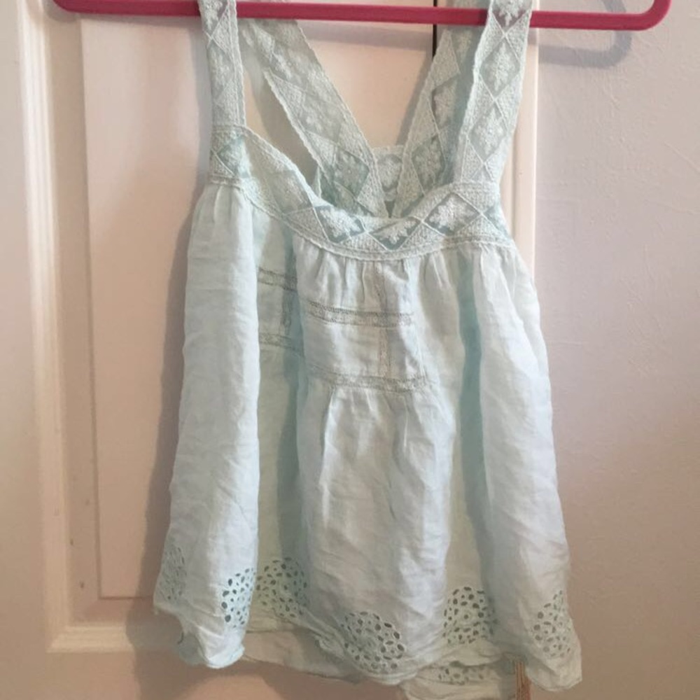 Free people tanktop with lace detail Light blue