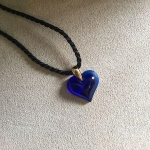 Lalique Sapphire Blue Heart Pendant
