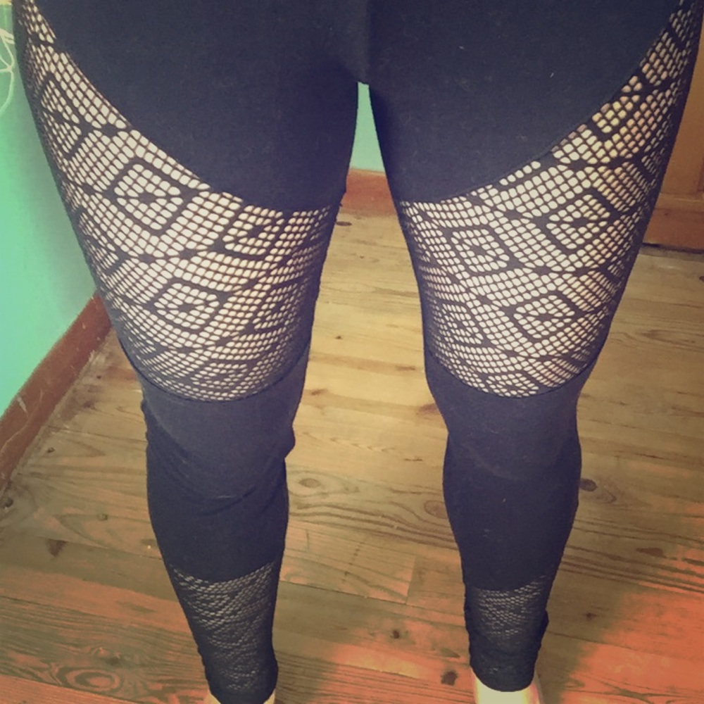 XS Nasty Gal Black Mesh Leggings