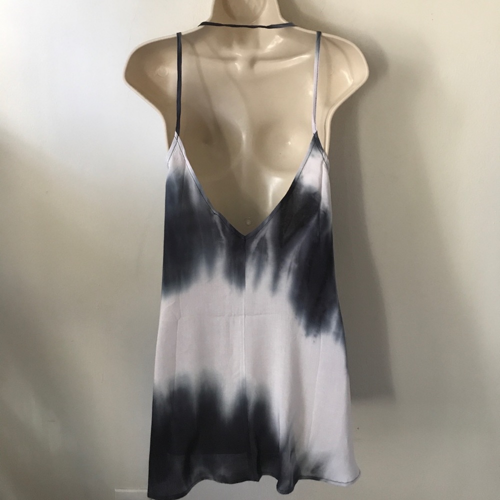 White & Navy Tie Dye Mini Dress - Picture 4 of 5