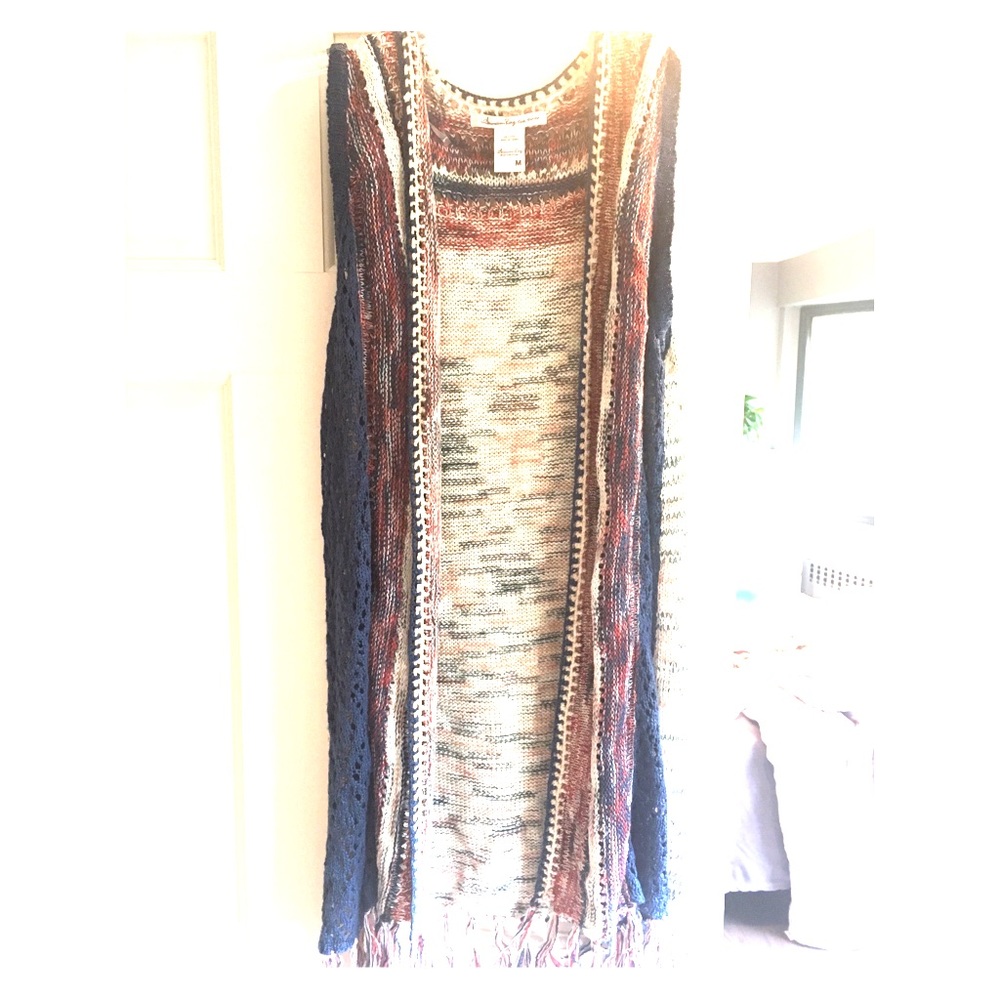 American Rag Medium Knit Tassel Vest