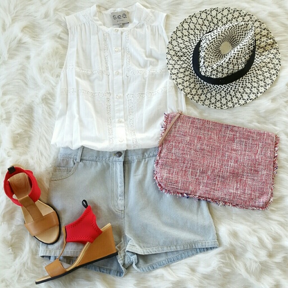 SEA NEW YORK lace & denim shortsuit / romper - Picture 7 of 7