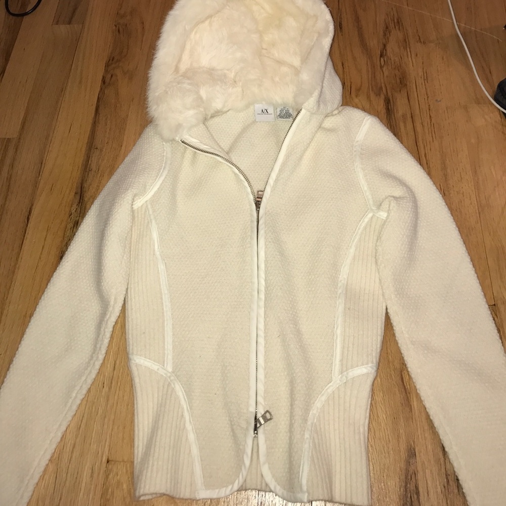 Genuine rabbit fur hooded sweater