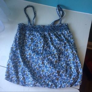 Blue flowered tank top small