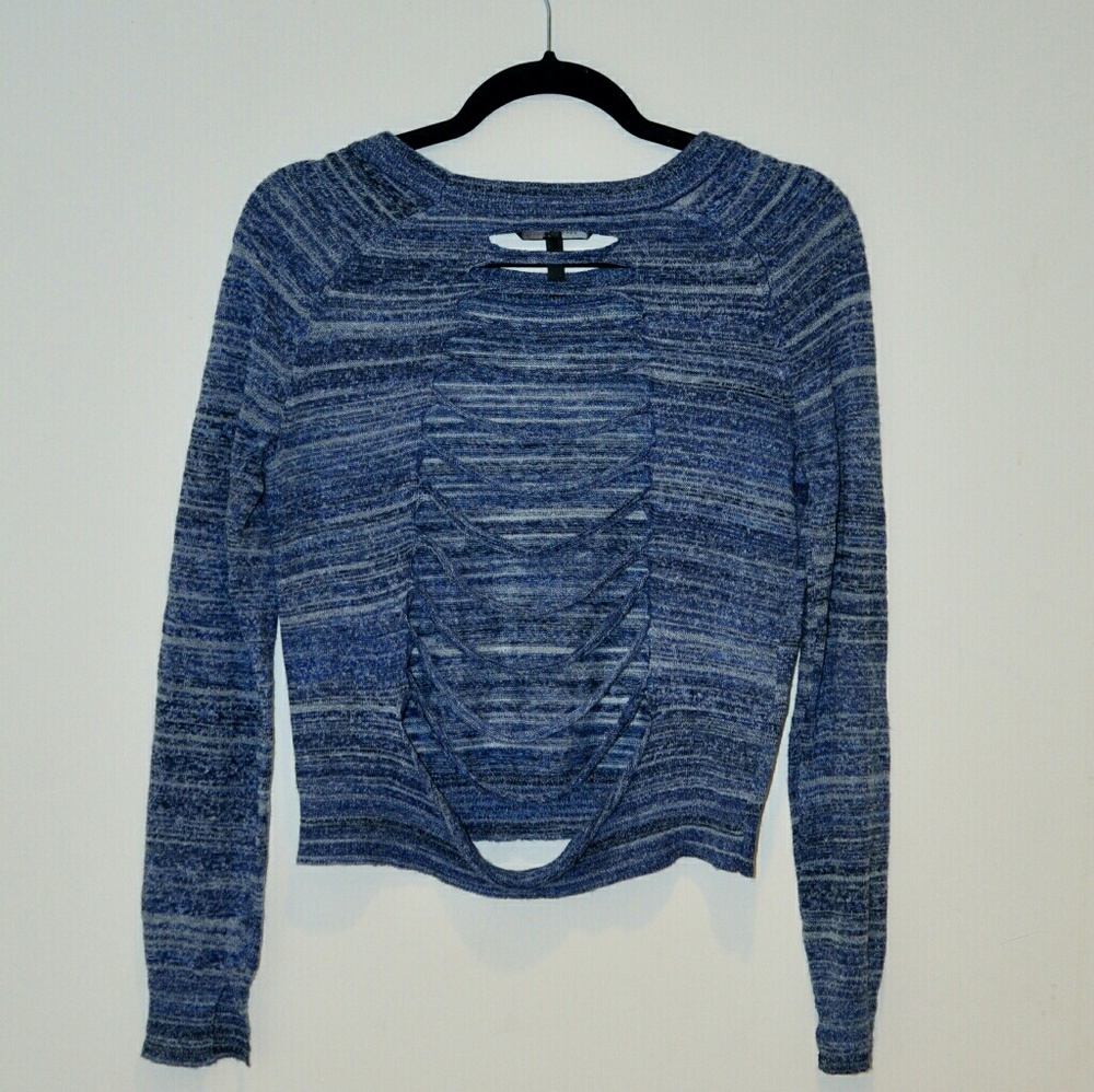 BCBG Blue Gray Longslevee with Back Cut Outs