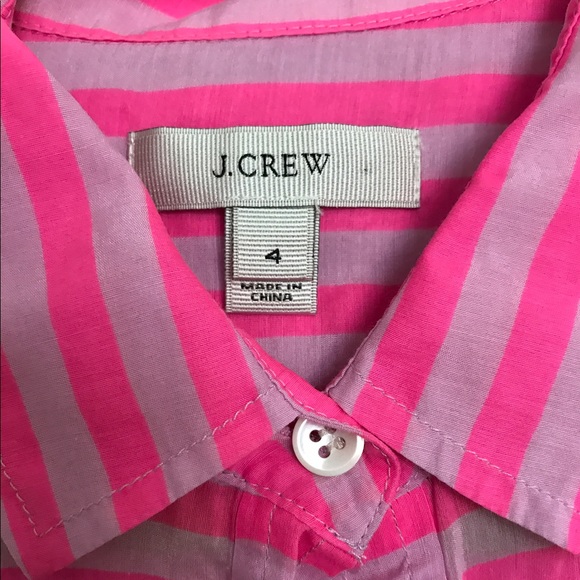 J. Crew Pink Striped Popover Top Size 4 - Picture 2 of 3