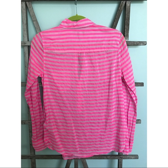 J. Crew Pink Striped Popover Top Size 4 - Picture 3 of 3