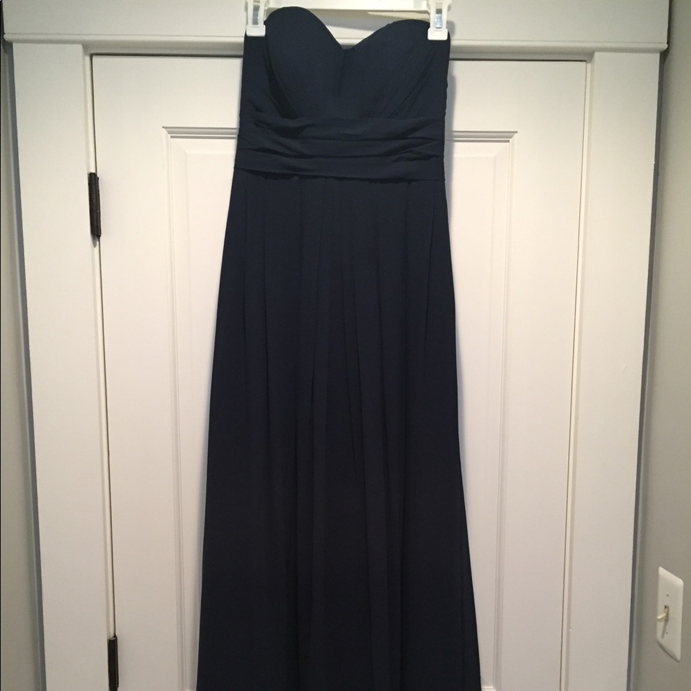 Bill Levkoff navy strapless dress