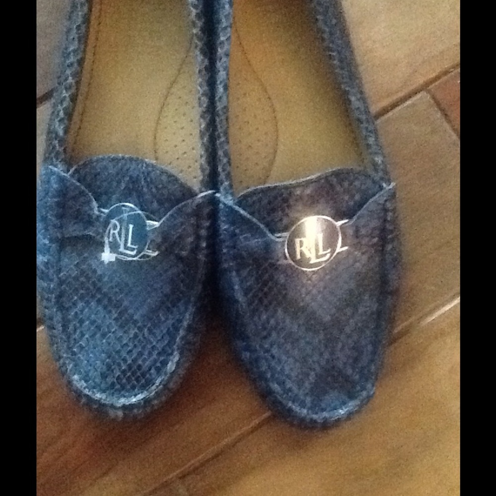 Ralph Lauren blue leather flats.