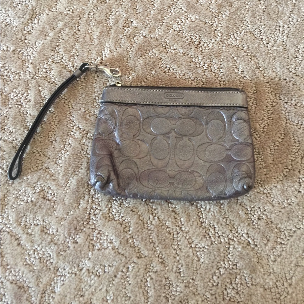 silver Coach wristlet