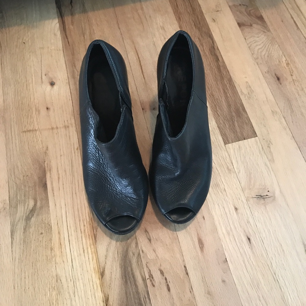 Black leather booties