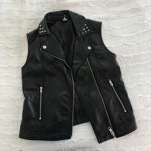 Faux Leather Studded Vest